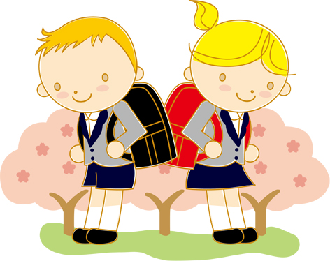 入学式の男の子と女の子のイラスト画像