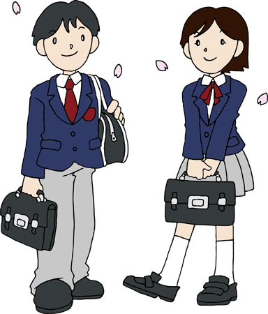 入学式の男の子と女の子のイラスト画像