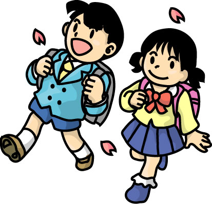 入学式の男の子と女の子のイラスト画像